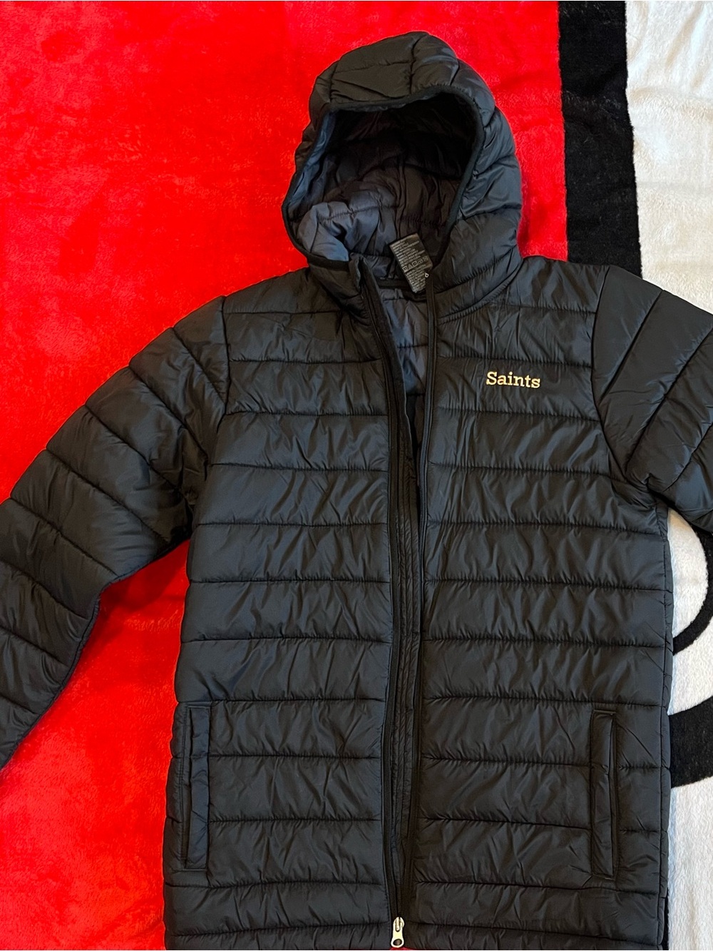 NFL Saints Black Hooded Puffer Jacket for Kids